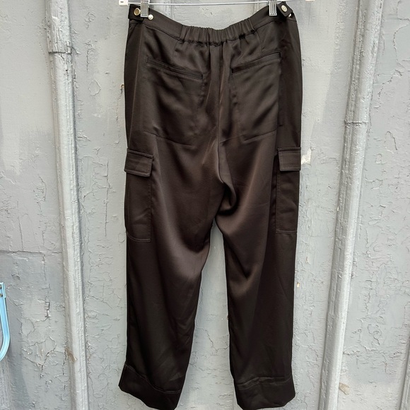 Me + Em black Slim-fit barrel-leg satin trousers, size 10 (us6) - Picture 3 of 10